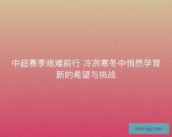 中超赛季艰难前行 冷冽寒冬中悄然孕育新的希望与挑战
